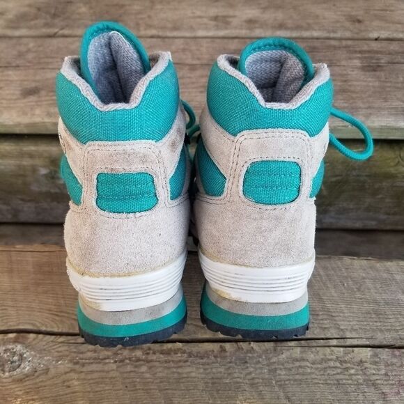 Vintage 80s Retro Vasque Clarion '88 Taupe Turquoise Suede Leather Hiking Boots - Picture 8 of 12